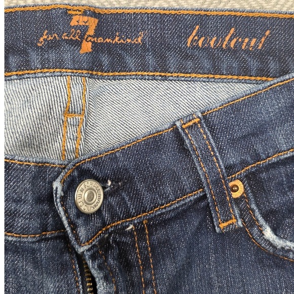 7 For All Mankind Bootcut Jeans Womens 28 Dark Wash Blue Low Rise Stretch USA - Picture 3 of 7